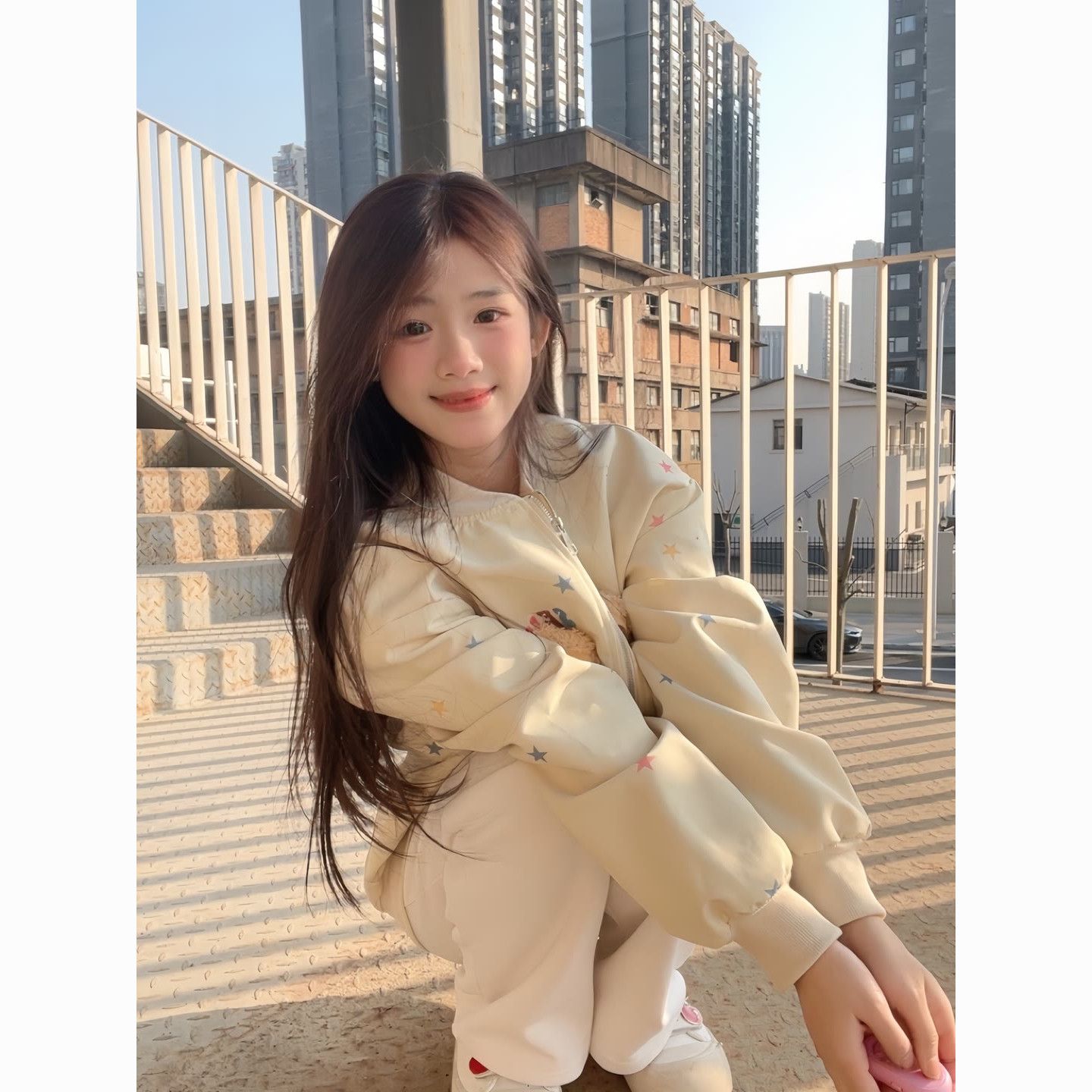 韩版可爱星星满印棒球服外套女春短外套