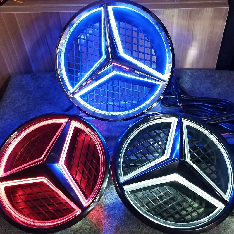 奔驰发光大标w205标志w204亮C级E级GLC中网GLK前标ML级车标灯led