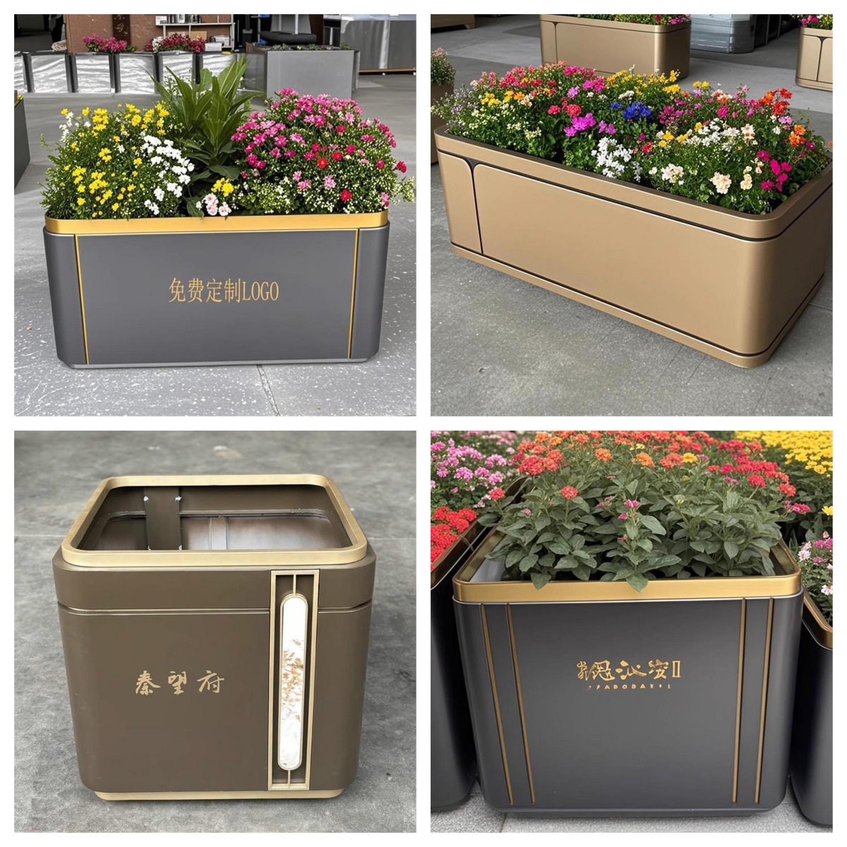 户外异型不锈钢花箱景观可移动铁艺花箱围栏隔断花槽售楼部园林