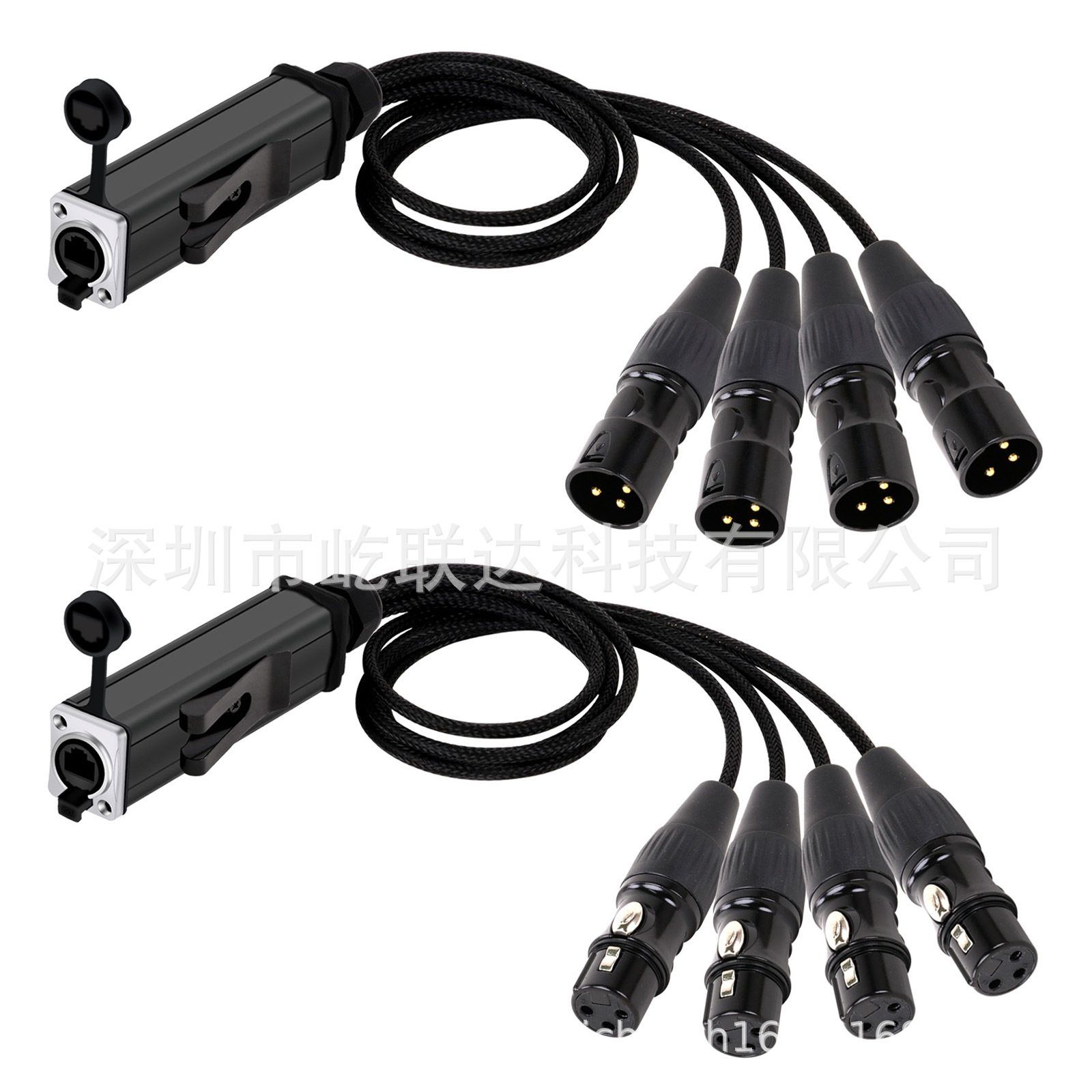 RJ45 Female CAT5 Network Converter to 4 Channel 3Pin XLR