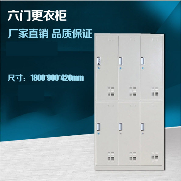 6门更衣柜铁皮柜双门对开门带衣杆钢制带锁储物柜寄存柜带锁