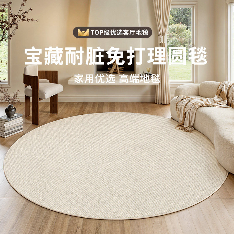地毯客厅圆形2025新款卧室床边硅藻丝简约防水防污免洗可擦地垫