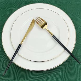 轻奢网红早餐盘牛排盘子家用高档10寸 牛排餐盘西餐盘平盘金边西式