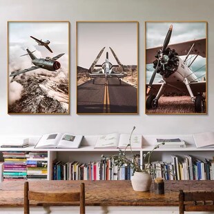 飞机装饰画航空公司办公室v挂画战斗机民航客机壁画工业风客厅卧