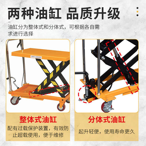 奕多美350kg升高1.5米(台面905500)N液压平台车剪叉式手推升降