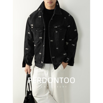 ！重工艺刺绣！石墨水洗牛仔夹克秋冬百搭男士插肩袖外套ZZ29