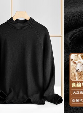 绵羊毛莱赛尔半高领毛衣男秋冬保暖2025新款中领针织衫套头打ZZ68