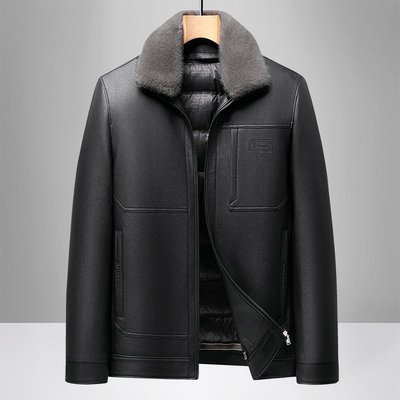 羽绒服男款2025新款可脱卸内胆中老年爸爸冬季加厚羽绒皮衣外EC42