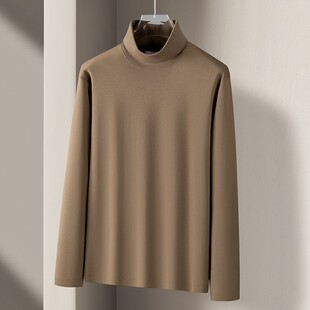 液氨丝光棉高领打底衫男款高端抗静电长袖纯色T恤内搭2025秋ZZ19