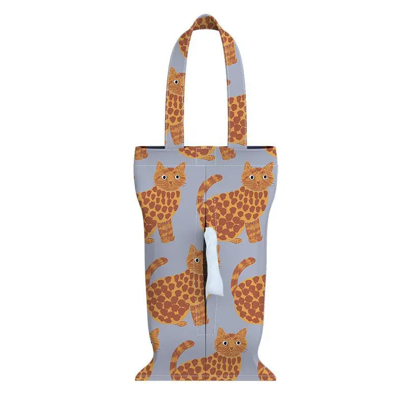 松尾动物可爱系列汽车车载纸巾袋挂式布艺抽纸盒纸巾盒家用