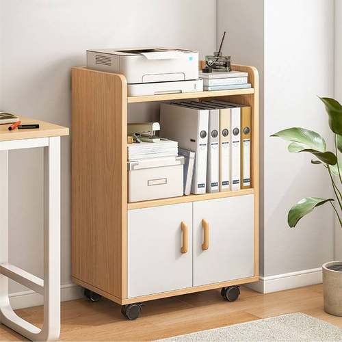 书桌旁小书架可移动带轮桌边书柜落地矮J办公室简易收纳置物柜带