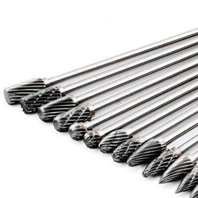 10pcs Tungsten Carbides Rotary Burrs 4Inch Long Double Cut T