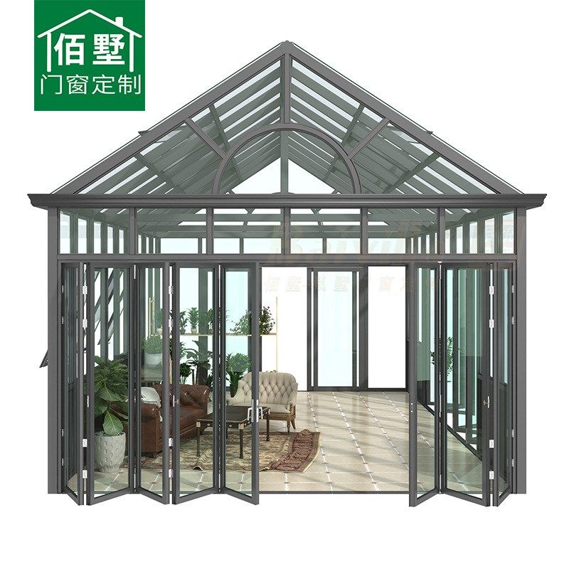 中空玻璃隔断封露台n钢结构阳光房铝合金隔音隔热铝立柱屋面阳光