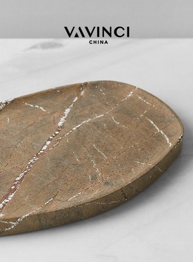 梵其现代极简天然大理石装饰置A物托盘轻奢样板间桌面首饰蜡烛盘