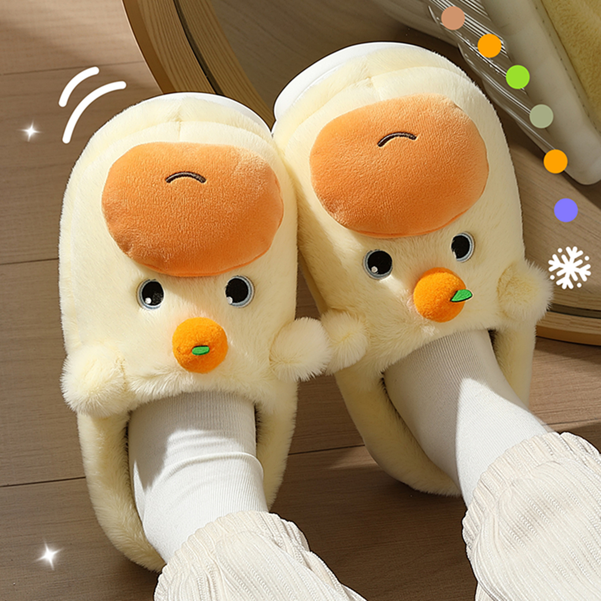 水豚噜噜棉拖鞋女冬家居毛绒棉拖