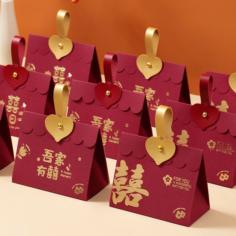 结婚喜糖盒子2026新款婚礼伴手高级感糖果礼盒包装空盒子手提袋子