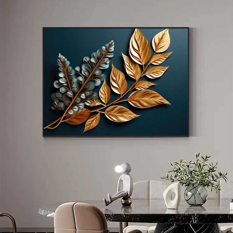 北欧植物餐厅装饰画现代简约客厅沙发背景墙壁画轻U奢走廊过道挂图片