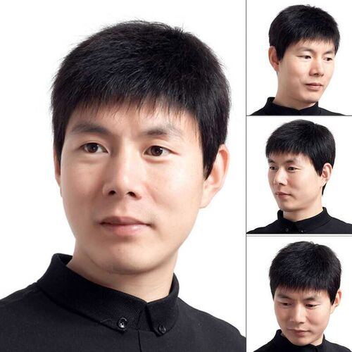 真人假发男短发中老年男士假发毛寸E短直发真发假发头套厂家