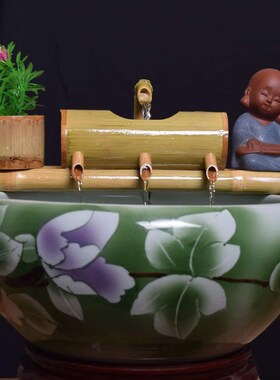 鱼缸过滤器上置水循环流水器瓷缸石槽圆形瓦缸养鱼增氧.小型过滤