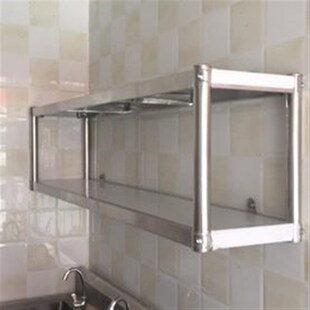 厨房置物架吊架饭店多功能打孔挂墙架2不K锈钢壁挂架调料架三层架