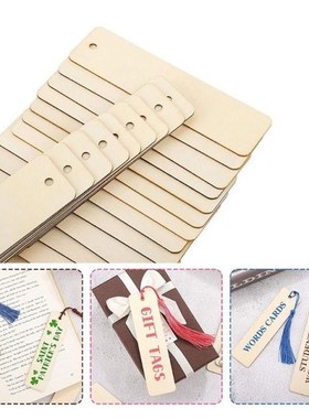 Pack of 36pcs Wooden Craft BookmarkF with Tassels DIY Blank