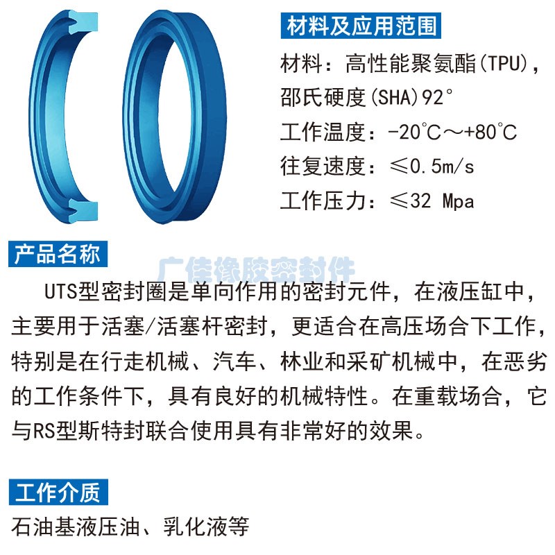 液压缸高压活塞e油封UTS 400*425 430 432 440 445*19 20 22 24 2