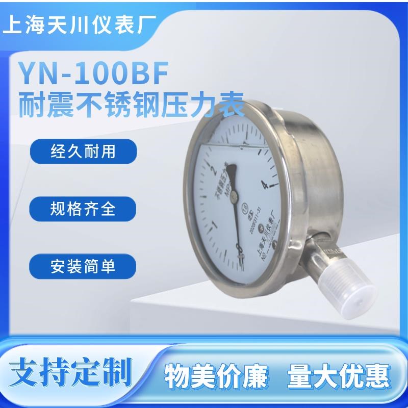 上海天川仪表 全不锈钢耐震压力表压力表304 YN-100BWF 耐高温防
