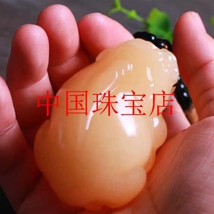 田黄石金冻石招财貔貅手把件文玩瑞兽古I兽玉石手把件饰品男款送