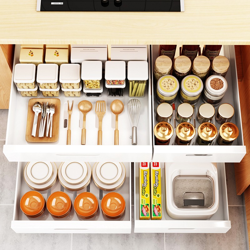 橱柜内抽屉置物架厨房收纳拉篮分C层调料K碗碟盘下水槽抽拉式储物