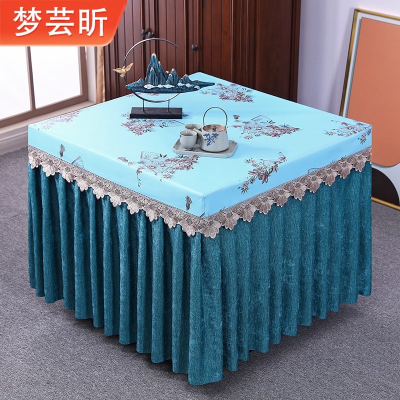 热销欧式桌罩防水防油耐脏夏季烤火桌G罩雪尼尔布正方形电炉罩烤