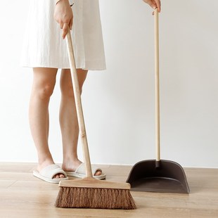 极速TUF4天然棕l丝扫把簸箕套装 家用软毛扫地笤帚不粘毛发扫帚组