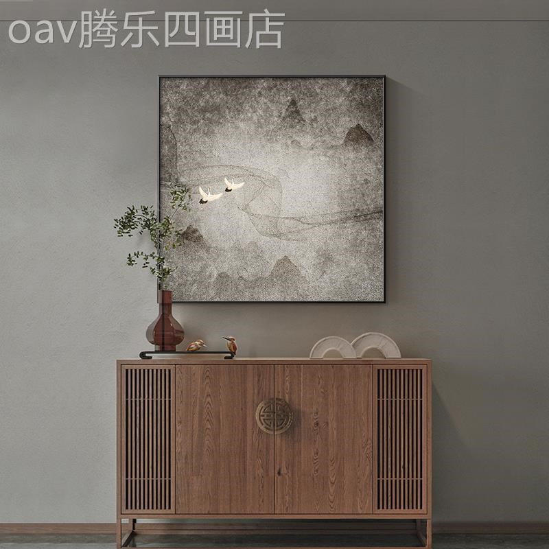 网红新画中户式玄关装饰禅沙画入抽象厅意客发背S景墙壁走廊正对图片