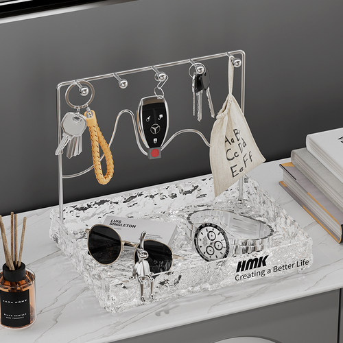 进门挂钥匙收纳摆件入户玄关置物架轻奢风亚克力客厅WX装饰家居饰