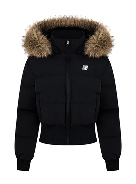 亿万少年原创冬季短款毛领连帽棉服收腰显瘦高级感棉衣座山雕外套