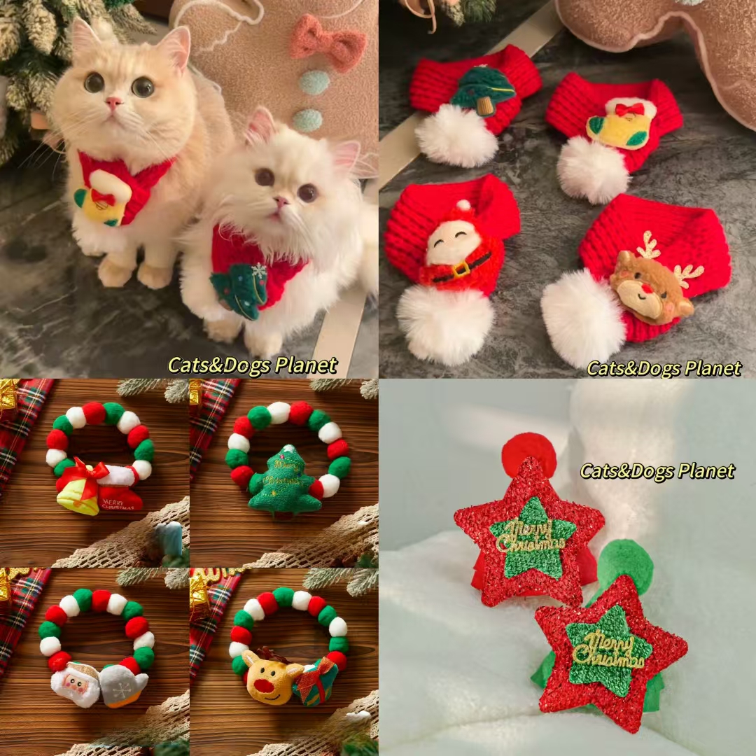 猫咪衣服围兜小狗狗围巾宠物新年针织秋冬保暖拍照圣诞节装扮服饰