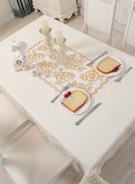 防水防烫油免洗台布餐桌rpvc长方形欧式桌布茶几家用塑料烫金垫布