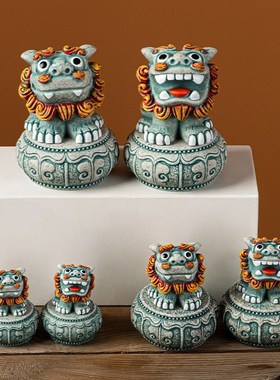石敢当狮子平安狮风狮o爷对狮书桌摆件装饰闽南厦门泉州泰山旅游