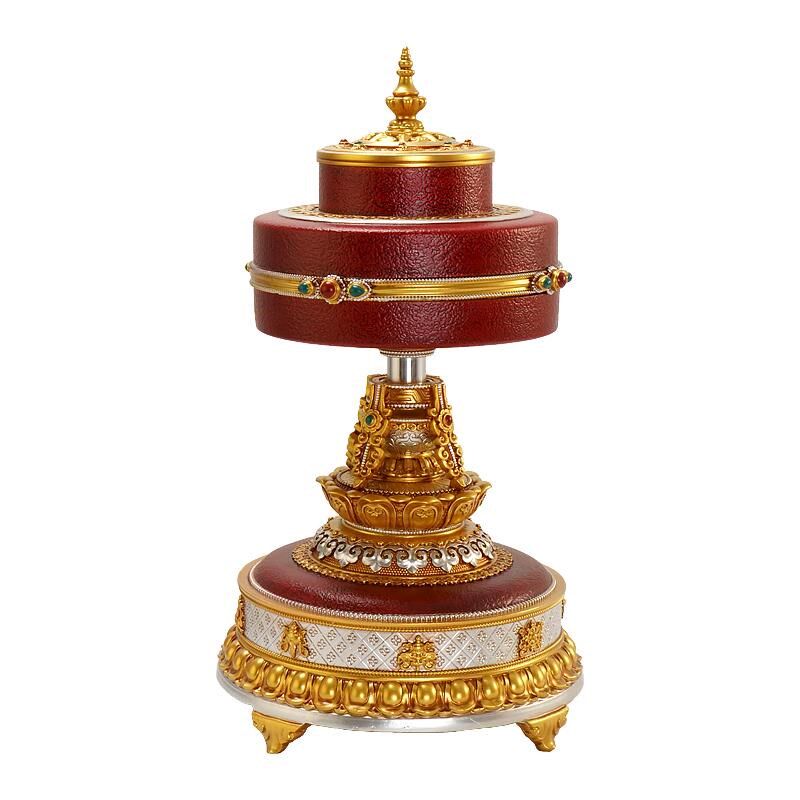 六字真言电动转轮转金筒八吉祥摆件转金轮藏族转简Y经轮藏经转轮