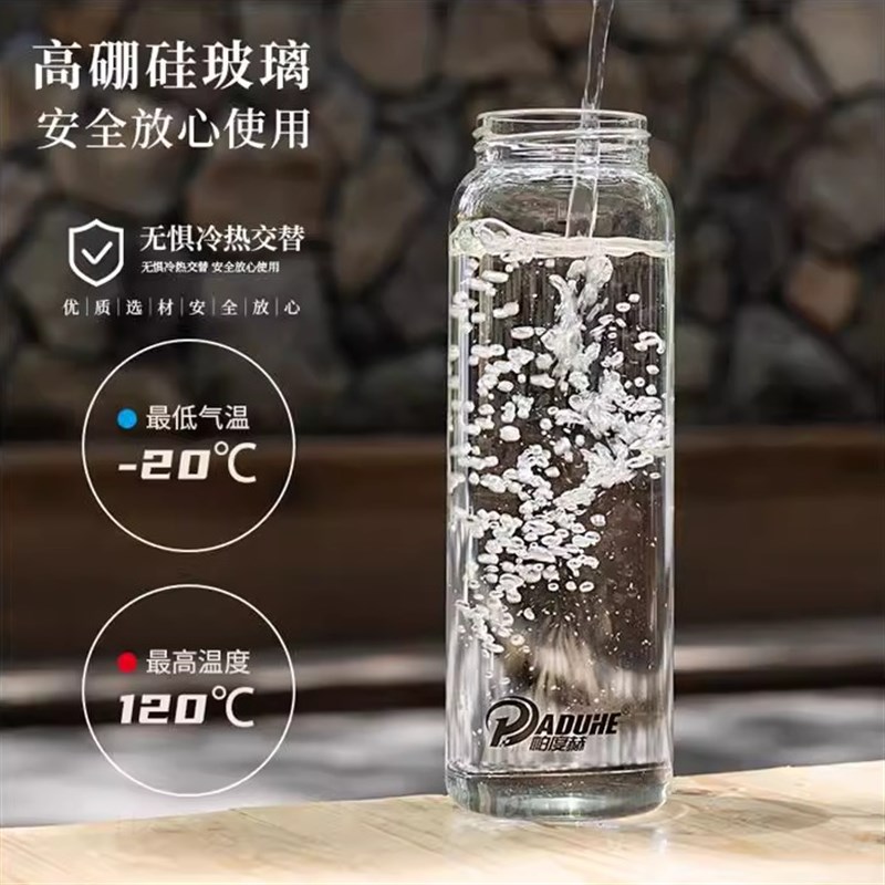 水杯摔不烂钢化玻璃杯大q容量2025新款男士泡一键便携开盖茶杯车