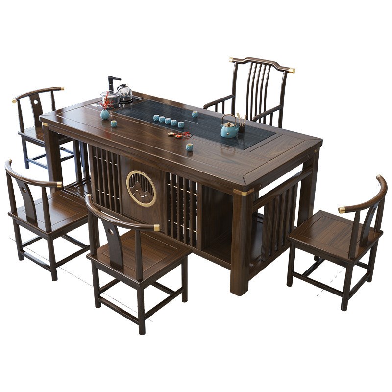 实木茶桌椅组合新中式茶台办公室茶几茶J具套装一体家用小型喝茶