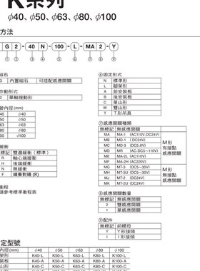 FONTAL鸿达标准气缸KG2/oK2/KG7/KGA7/KGK2/KCX/KGO40/50/63X25X5