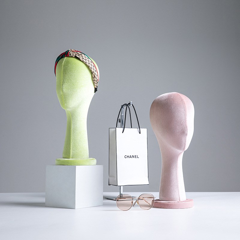 帽子架模特丝绒头模假人r头饰品围巾假发陈列道具男女展示支架帽