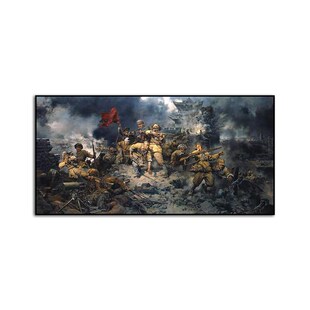 辽沈战役油画解放战n争著名三大战役激烈战斗场面革命画客厅装饰