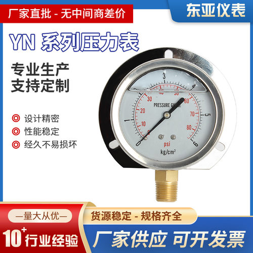 YN系列压力表轴向带边耐震压力表管线油田运输高精度压力监测