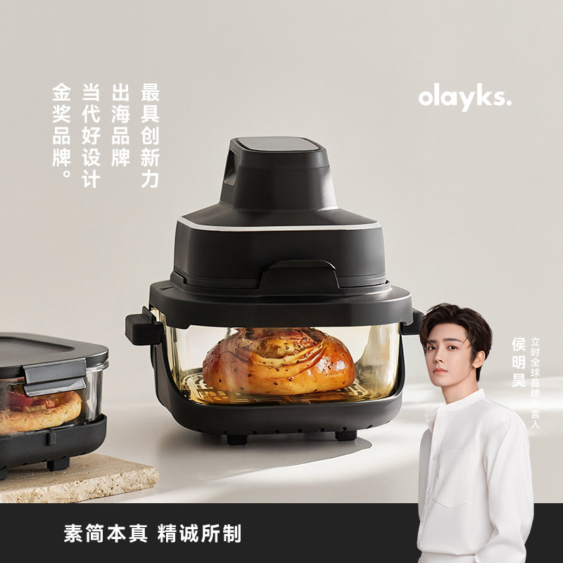 olayks立时全玻璃空气炸锅家用2026新款小型可视大容量多功能烤箱