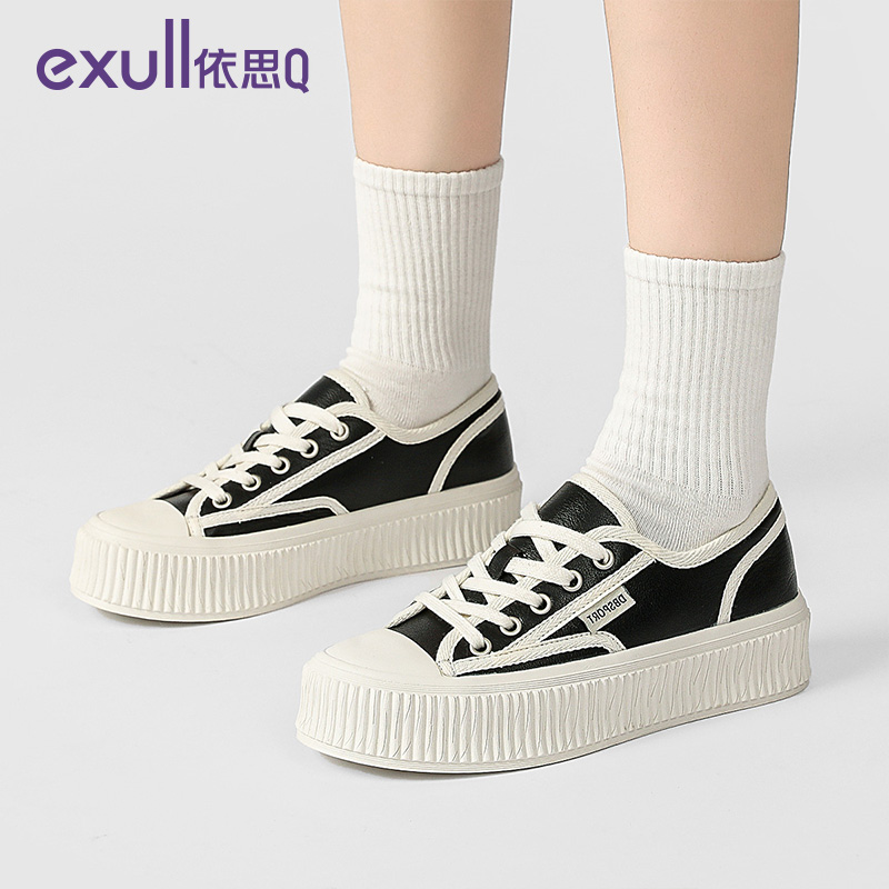 依思q德训鞋女款2023新款冬季厚底流行女鞋板鞋圆头休闲运动鞋子