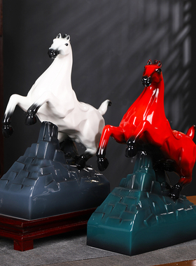 景德镇高温颜色釉三斤装陶瓷酒瓶 12生肖马带礼盒3斤装空酒具酒壶