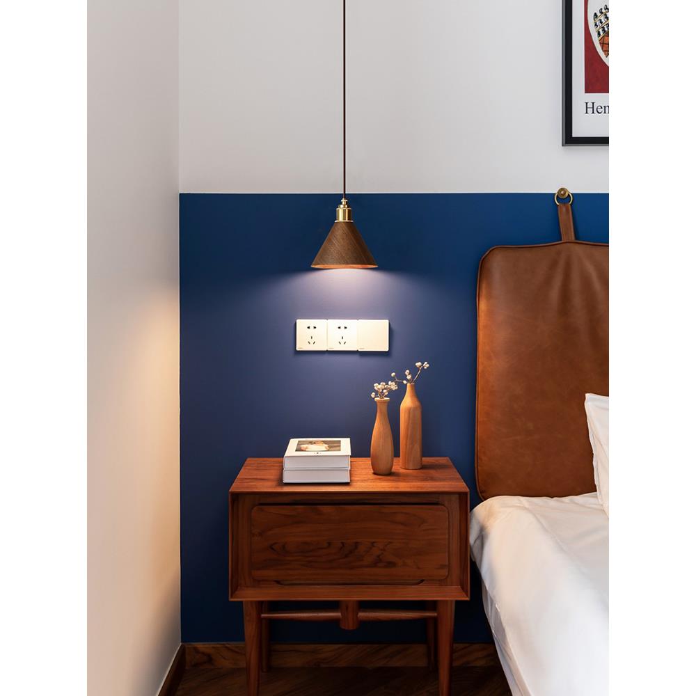 卧室床边小吊灯黑胡桃床边黄铜入口木原木风格酒吧台灯灯豪华餐厅