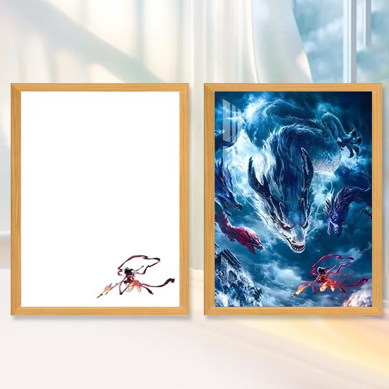 哪咤魔童闹海周边灯光画 画卧室相框小夜灯家居装饰桌面摆件摆台