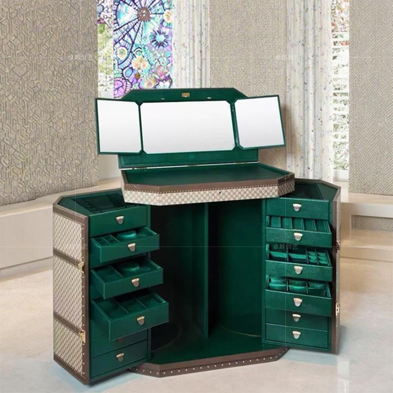 意式首饰柜家用落地实木带镜收纳柜轻奢高端豪宅设计师款珠宝柜